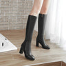 Heeled Knee High Leather-Look Boots with Side Zip
