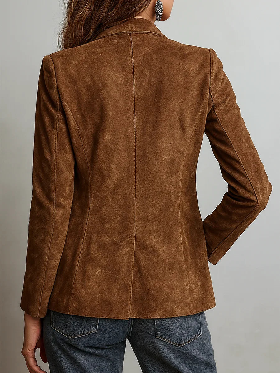 Button-Down Suede-Look Blazer for Women