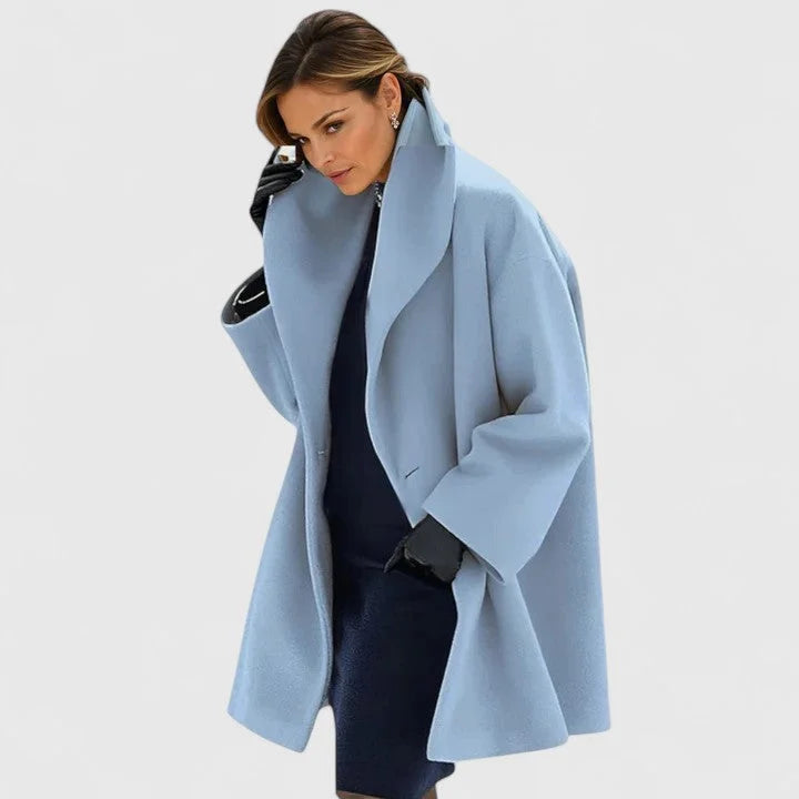 Women's button-front shawl collar coat with wide