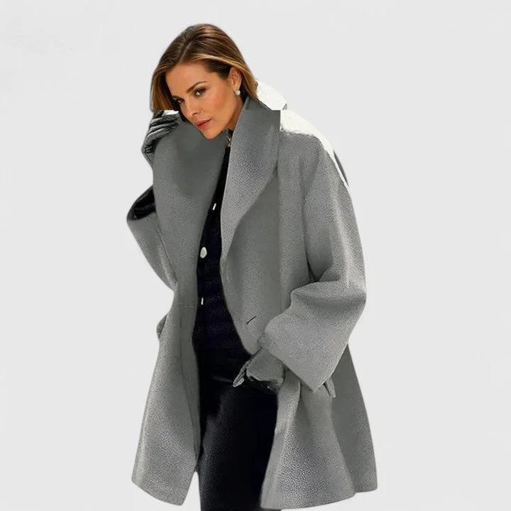 Women's button-front shawl collar coat with wide