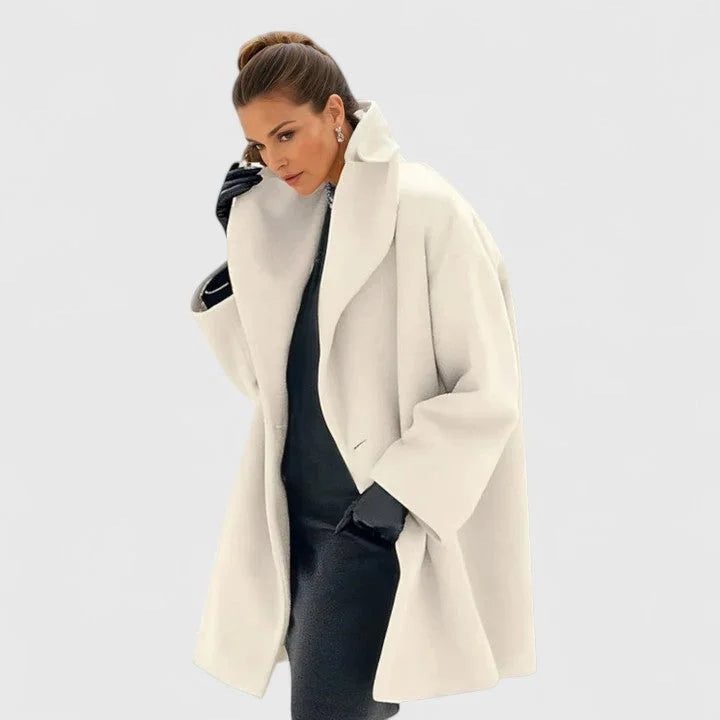 Women's button-front shawl collar coat with wide