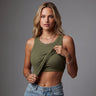 Built-in Bra Ribbed Round Neck Tank Top