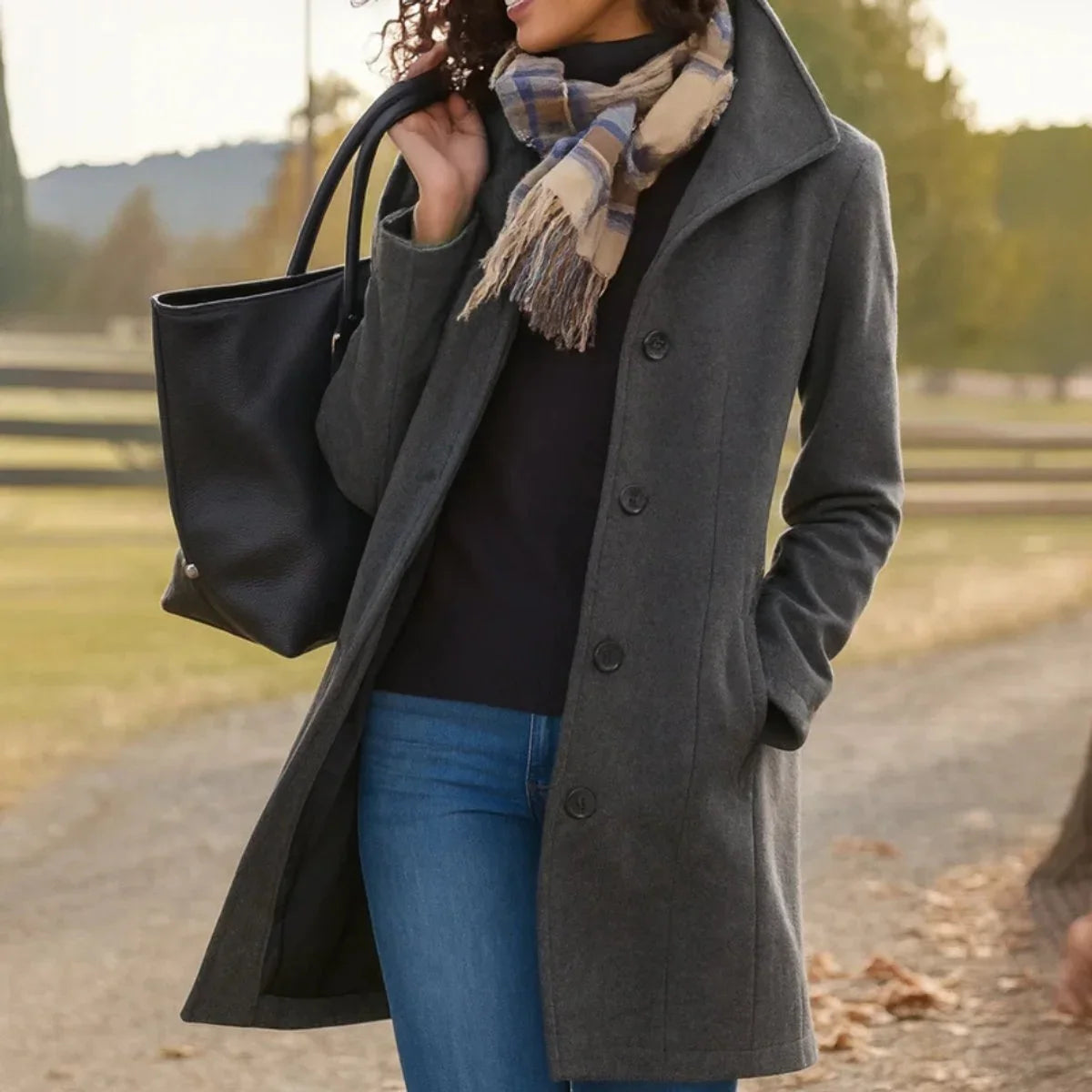 Women's Classic Mid-Length Single-Breasted Coat