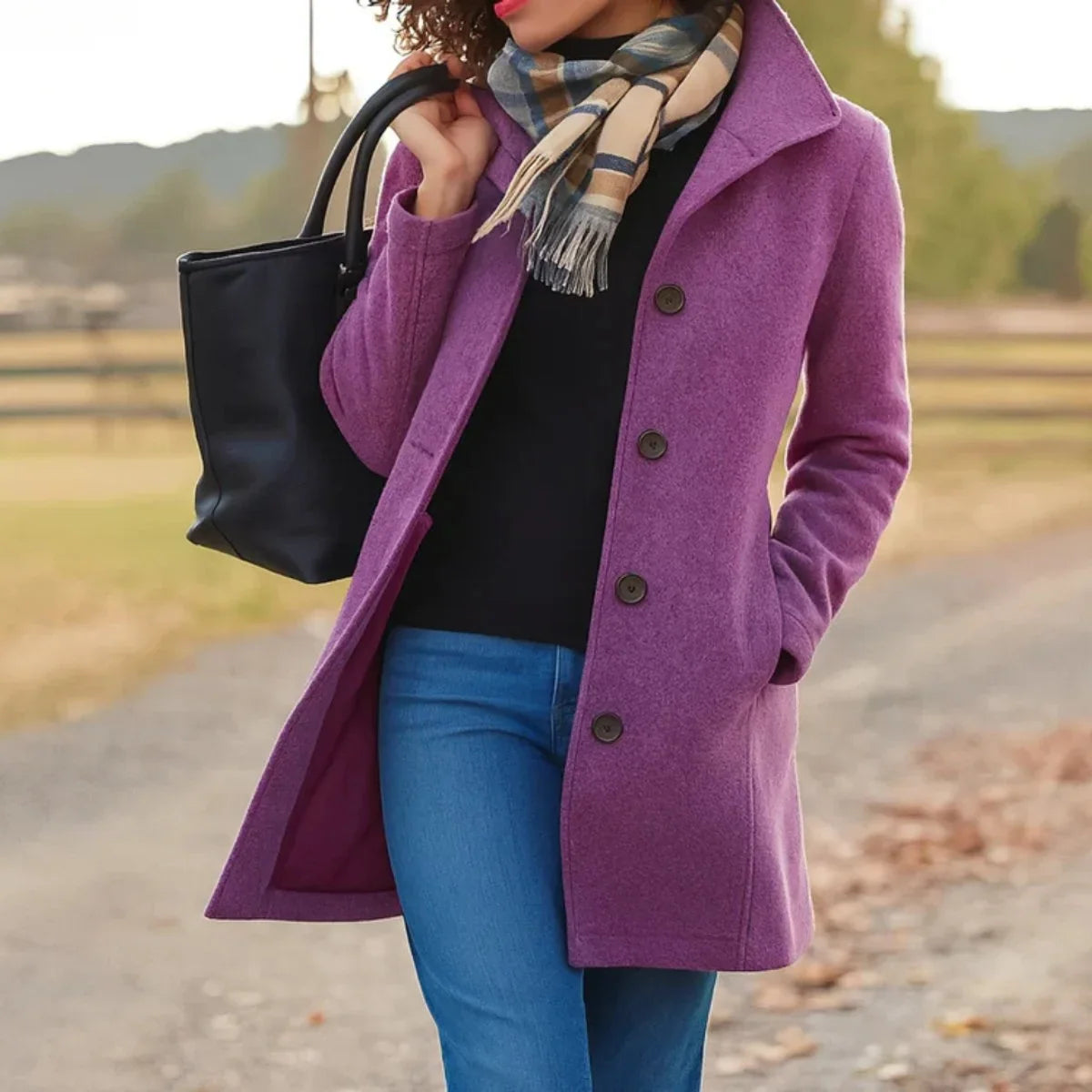 Women's Classic Mid-Length Single-Breasted Coat