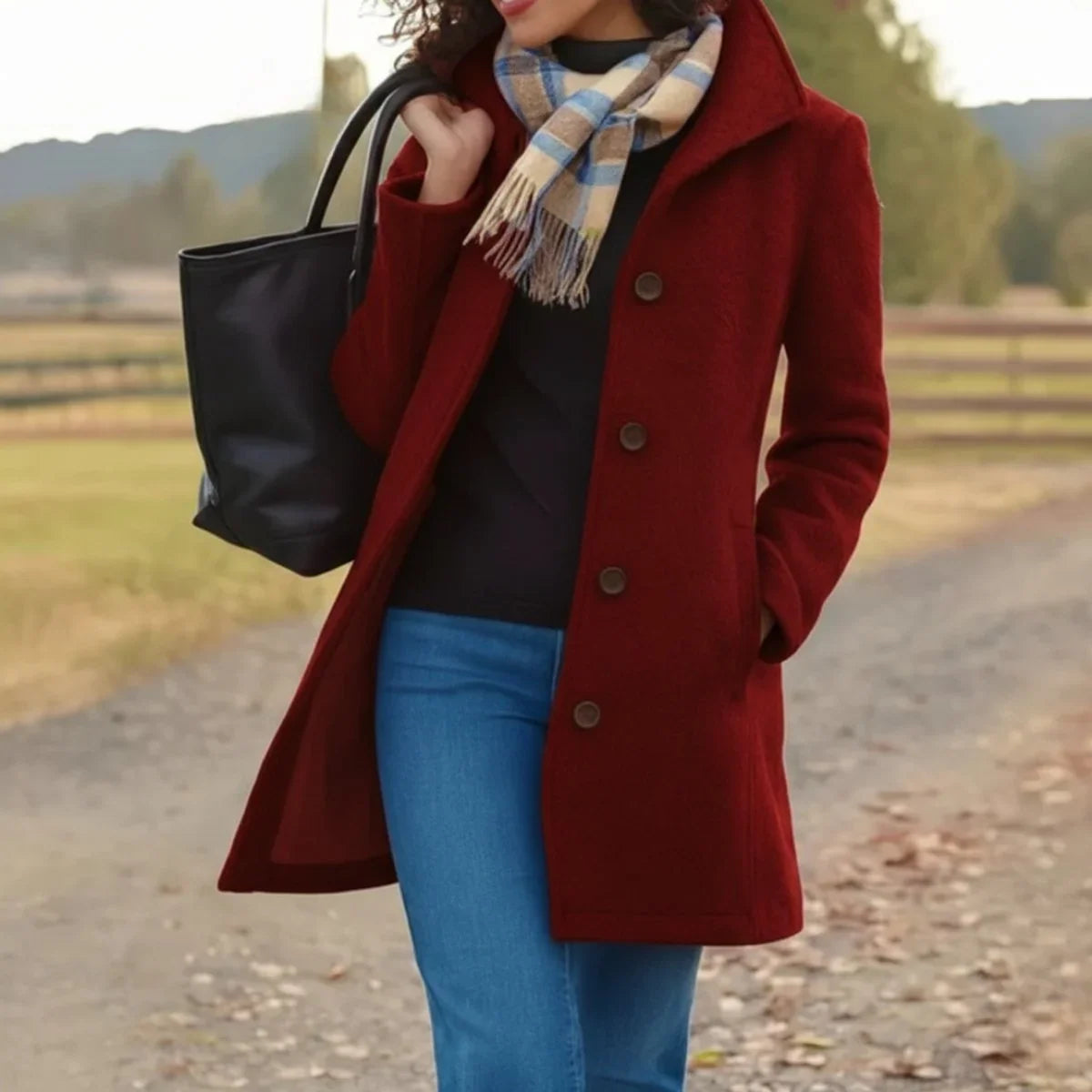 Women's Classic Mid-Length Single-Breasted Coat