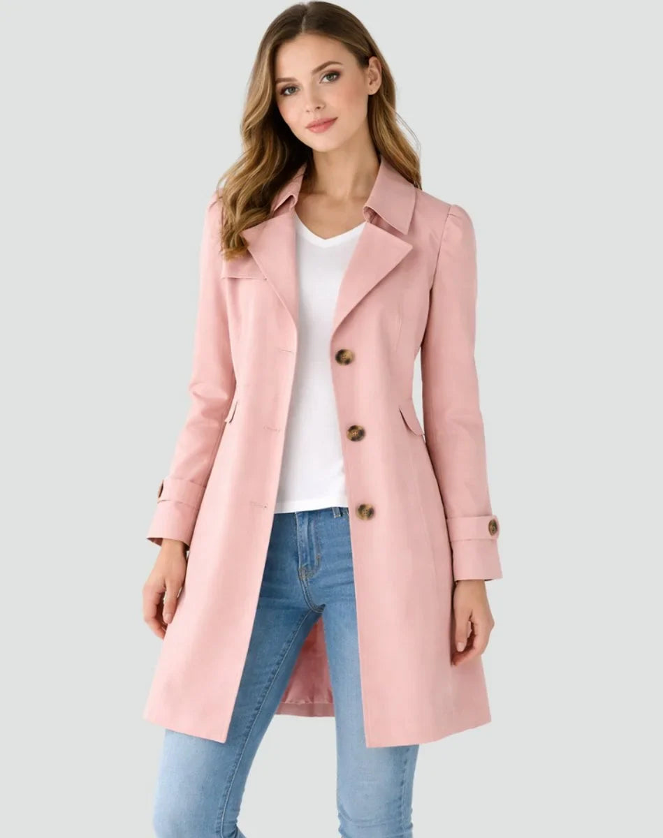 Women's Tailored Mid-Length Double-Breasted Trench Coat